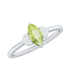 Rosec Jewels-Natural 0.7 Carat Marquise Peridot Promise Ring with Diamond