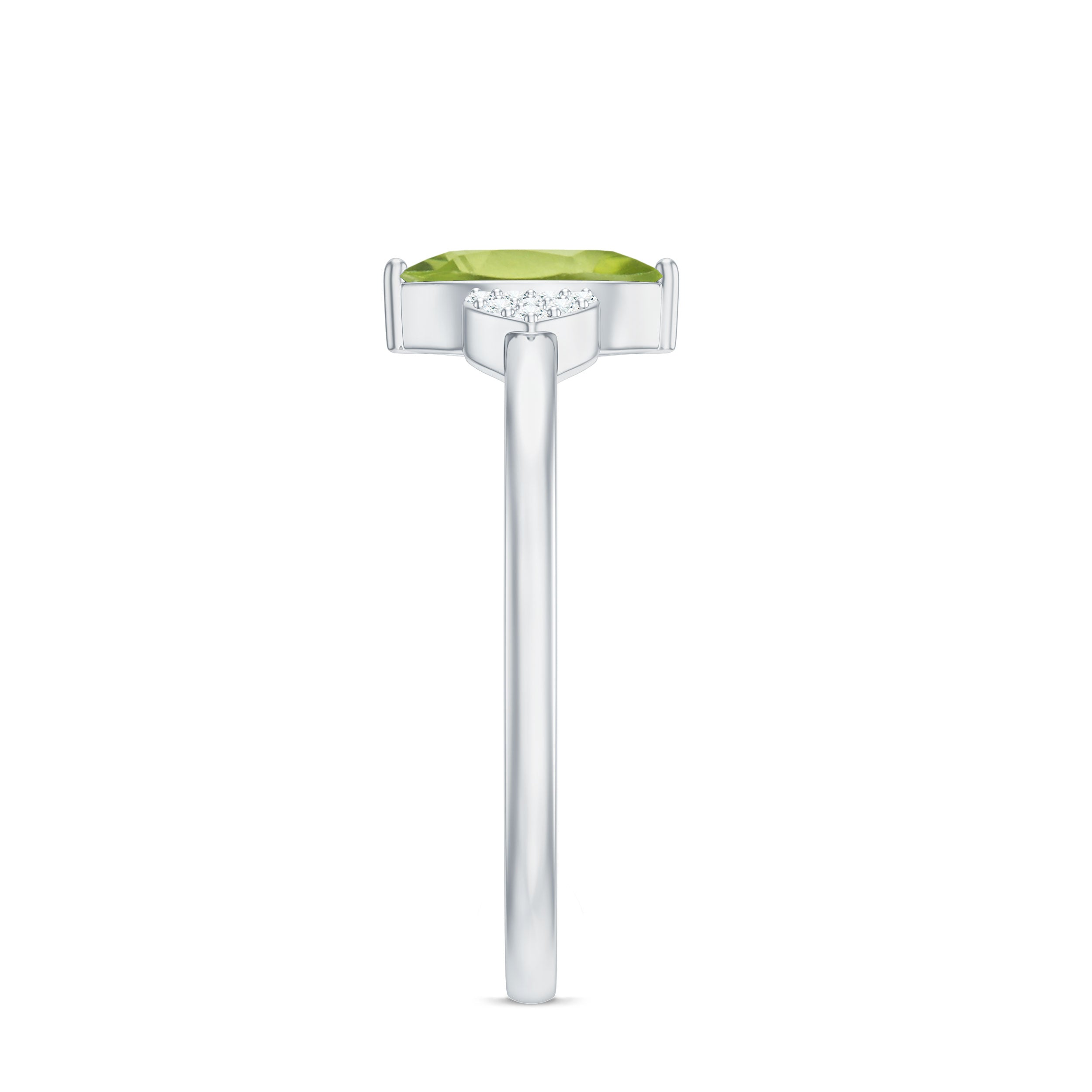 Rosec Jewels-Natural 0.7 Carat Marquise Peridot Promise Ring with Diamond