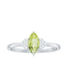 Rosec Jewels-Natural 0.7 Carat Marquise Peridot Promise Ring with Diamond