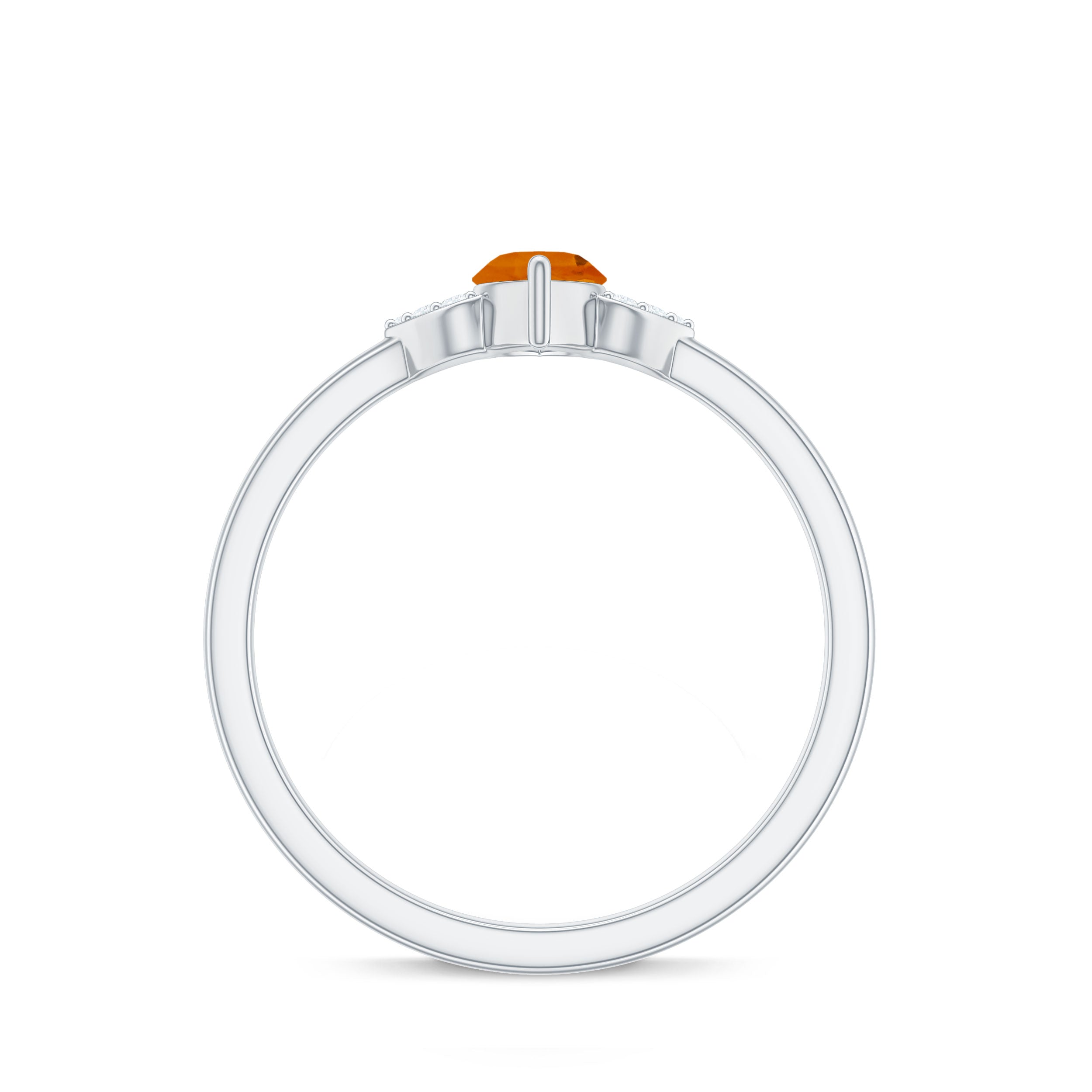 Rosec Jewels-Marquise Solitaire Fire Opal Engagement Ring with Diamond