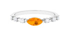 Rosec Jewels-East West Marquise Fire Opal and Diamond Engagement Ring