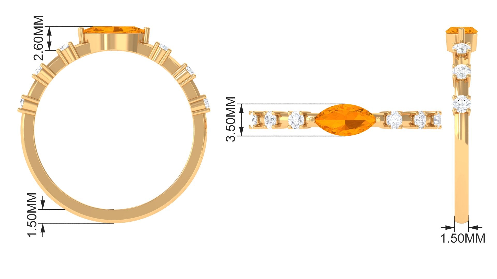 Rosec Jewels-East West Marquise Fire Opal and Diamond Engagement Ring