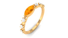 Rosec Jewels-East West Marquise Fire Opal and Diamond Engagement Ring