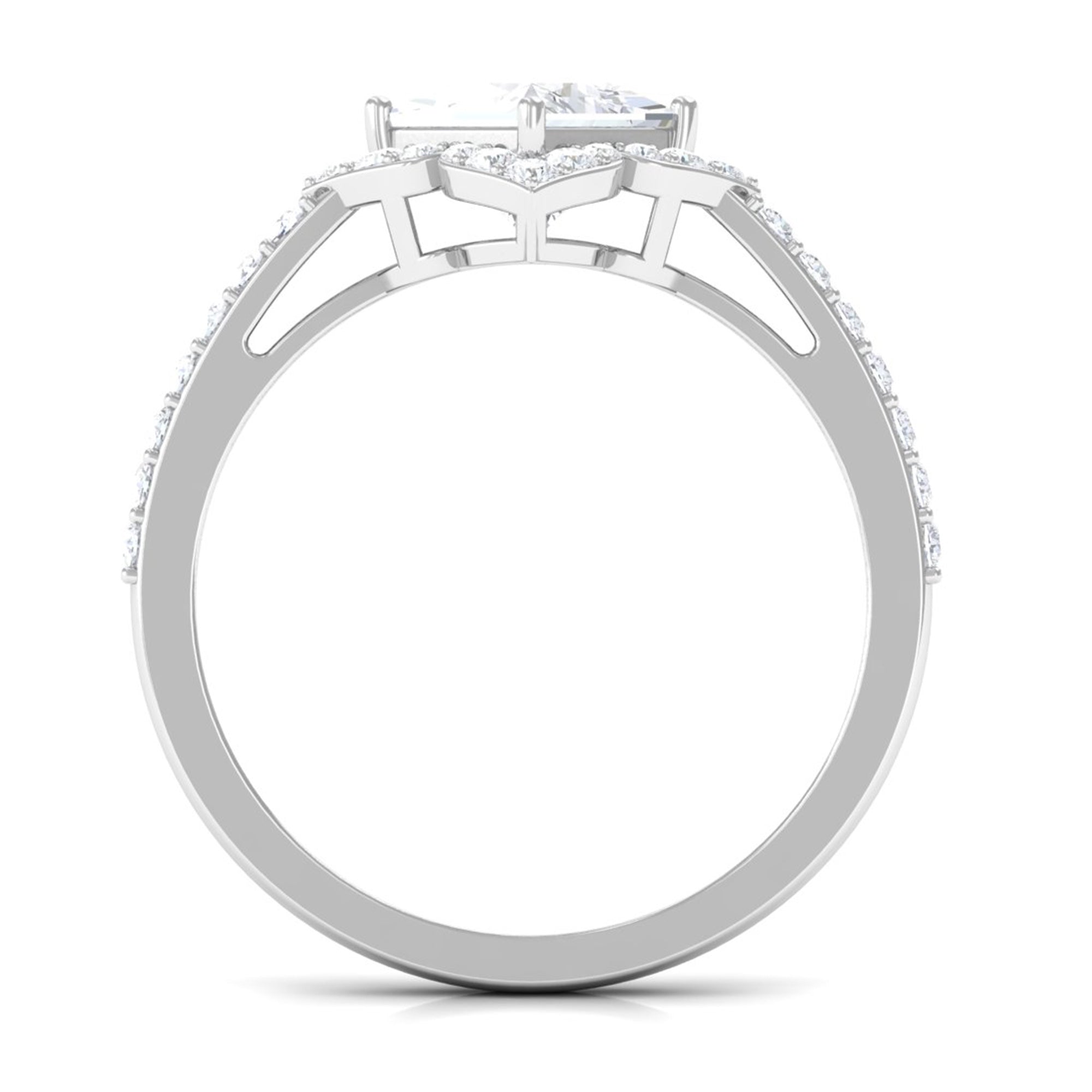 1.75 CT Princess Cut Zircon Engagement Ring Floral Halo AAAA - Rosec Jewels