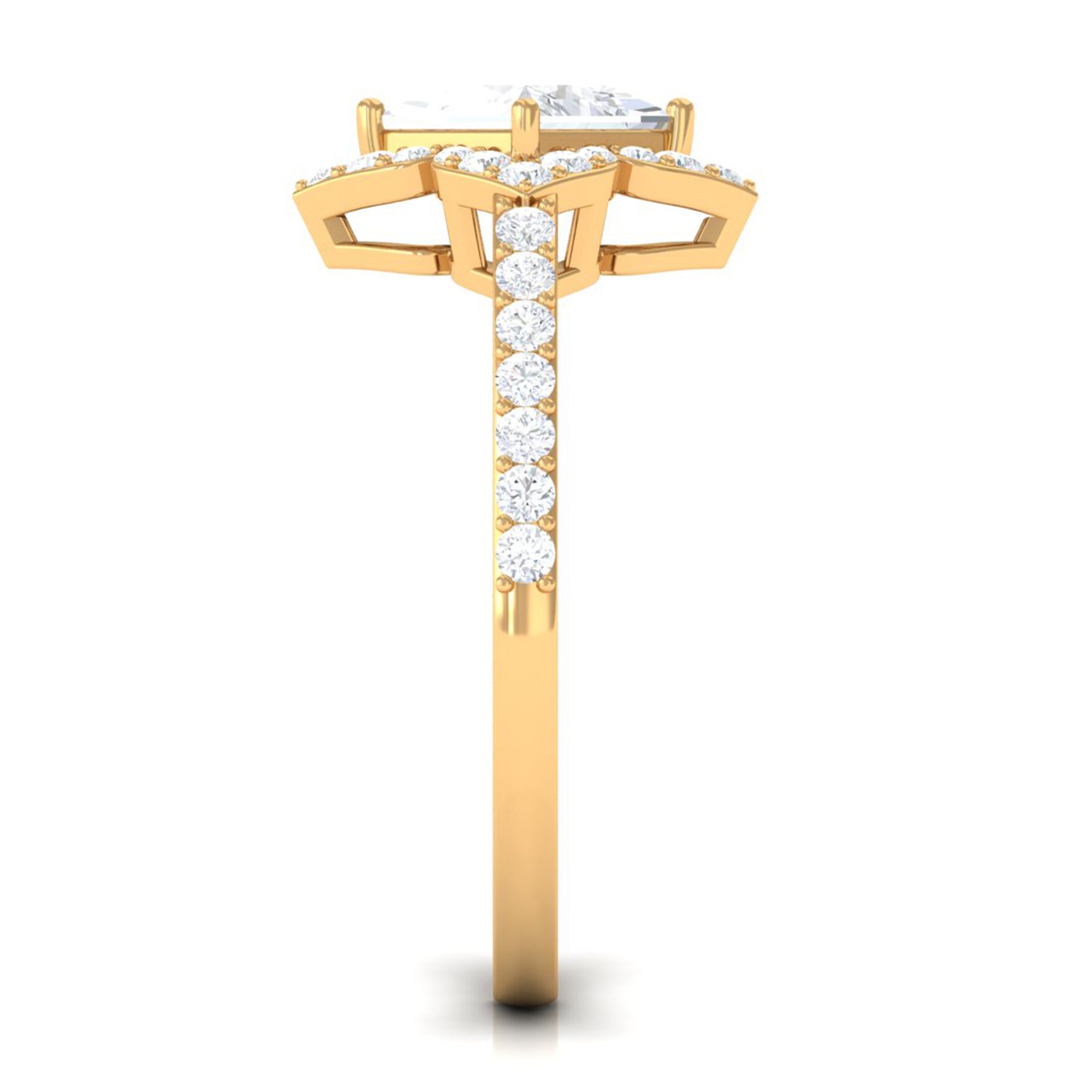 1.75 CT Princess Cut Zircon Engagement Ring Floral Halo AAAA - Rosec Jewels
