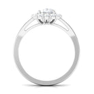 Zircon Pear Halo Engagement Ring with Split Shank AAAA - Rosec Jewels