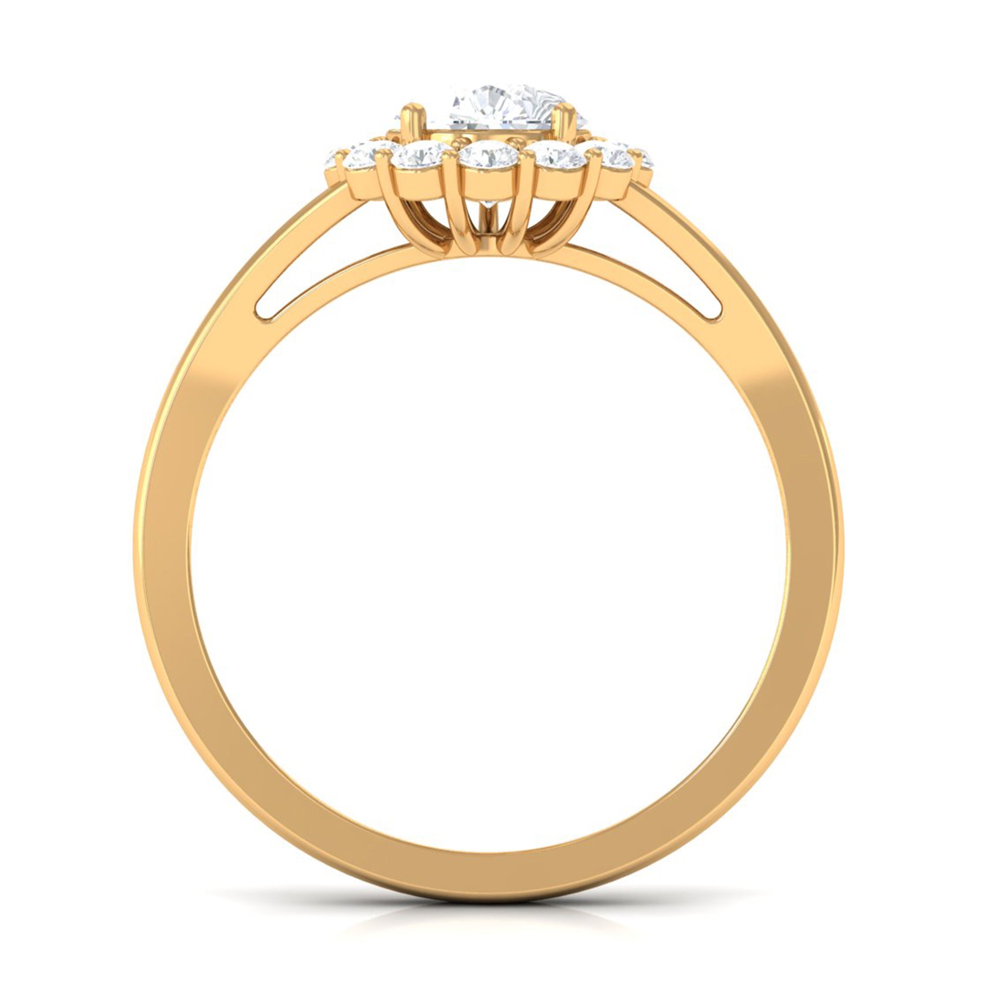 Zircon Pear Halo Engagement Ring with Split Shank AAAA - Rosec Jewels