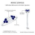 Rosec Jewels-Moissanite Princess Cut Engagement Ring With Lab Grown Blue Sapphire