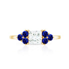Rosec Jewels-Moissanite Princess Cut Engagement Ring With Lab Grown Blue Sapphire