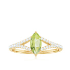 Rosec Jewels-Natural 0.7 Carat Marquise Shape Peridot Promise Ring with Diamond Split Shank