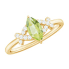 Certified Real 0.7 Carat Marquise Peridot Promise Ring with Diamond AAA - Rosec Jewels
