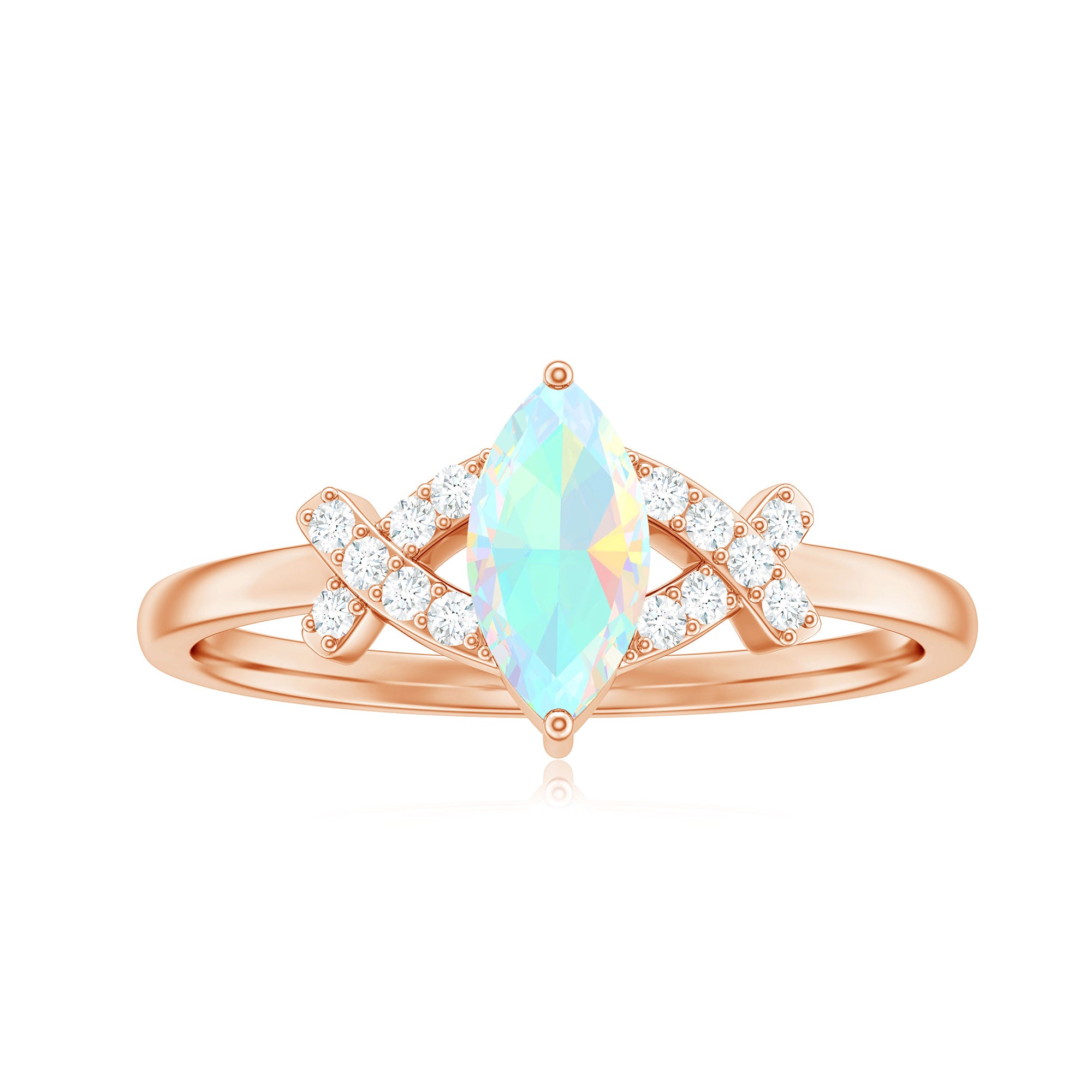 3/4 CT Marquise Cut Ethiopian Opal and Diamond Minimal Ring Ethiopian Opal - ( AAA ) - Quality - Rosec Jewels