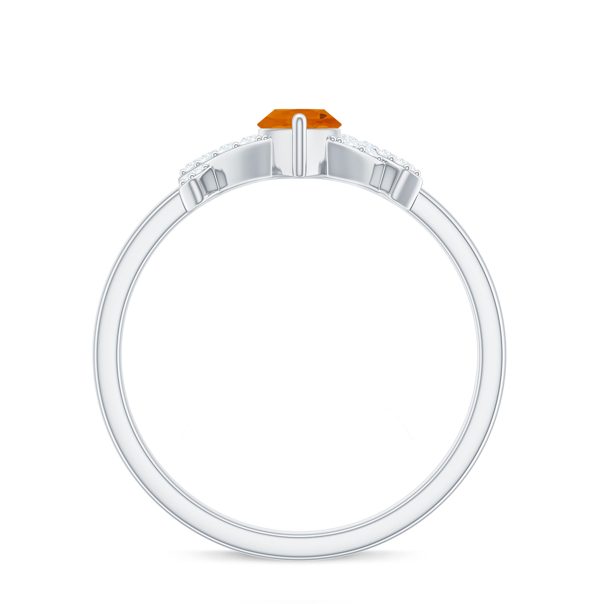 1/2 Carat Fire Opal Marquise Solitaire Ring with Diamond AAA - Rosec Jewels