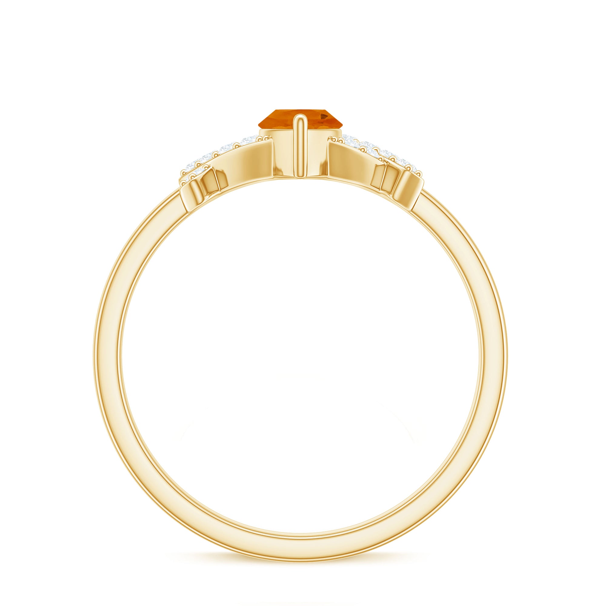 1/2 Carat Fire Opal Marquise Solitaire Ring with Diamond AAA - Rosec Jewels