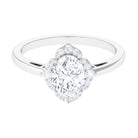 2.25 CT Prong Set Oval Zircon Flower Engagement Ring AAAA - Rosec Jewels