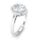 2.25 CT Prong Set Oval Zircon Flower Engagement Ring AAAA - Rosec Jewels