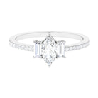 1.25 CT Zircon Three Stone Engagement Ring with Side Stones AAAA - Rosec Jewels