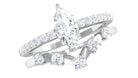 1.25 CT Marquise and Round Cut Zircon Solitaire Bridal Ring Set AAAA - Rosec Jewels