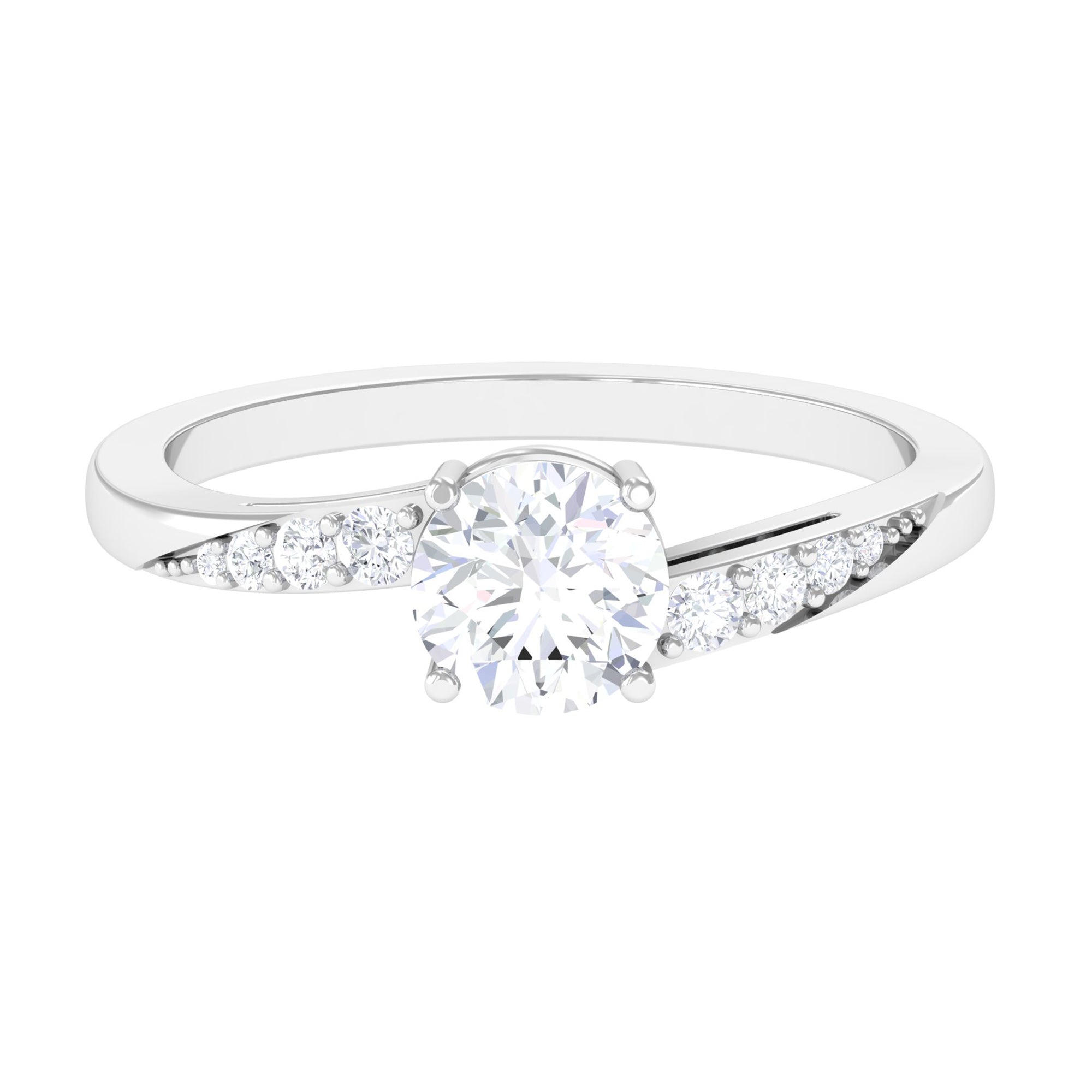 1 Carat Certified Solitaire Cubic Zirconia Bypass Engagement Ring AAAA - Rosec Jewels