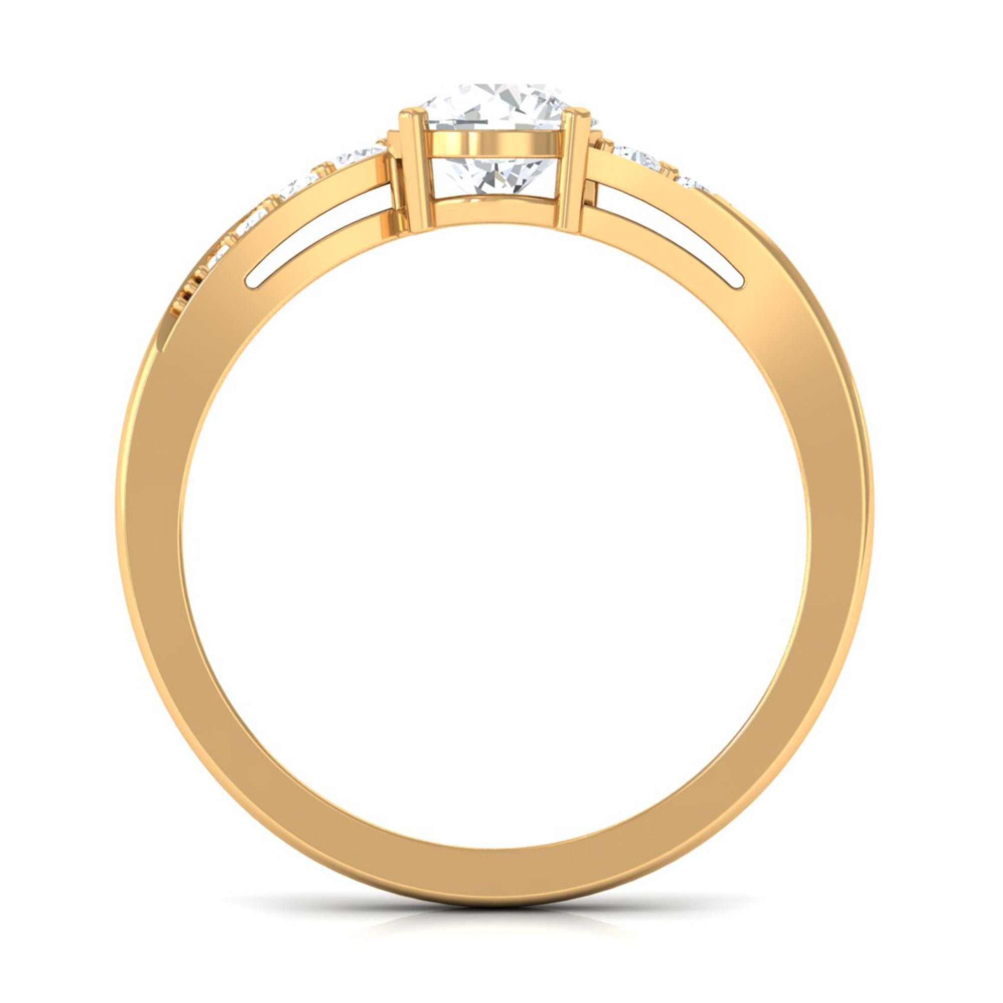 1 Carat Certified Solitaire Cubic Zirconia Bypass Engagement Ring AAAA - Rosec Jewels
