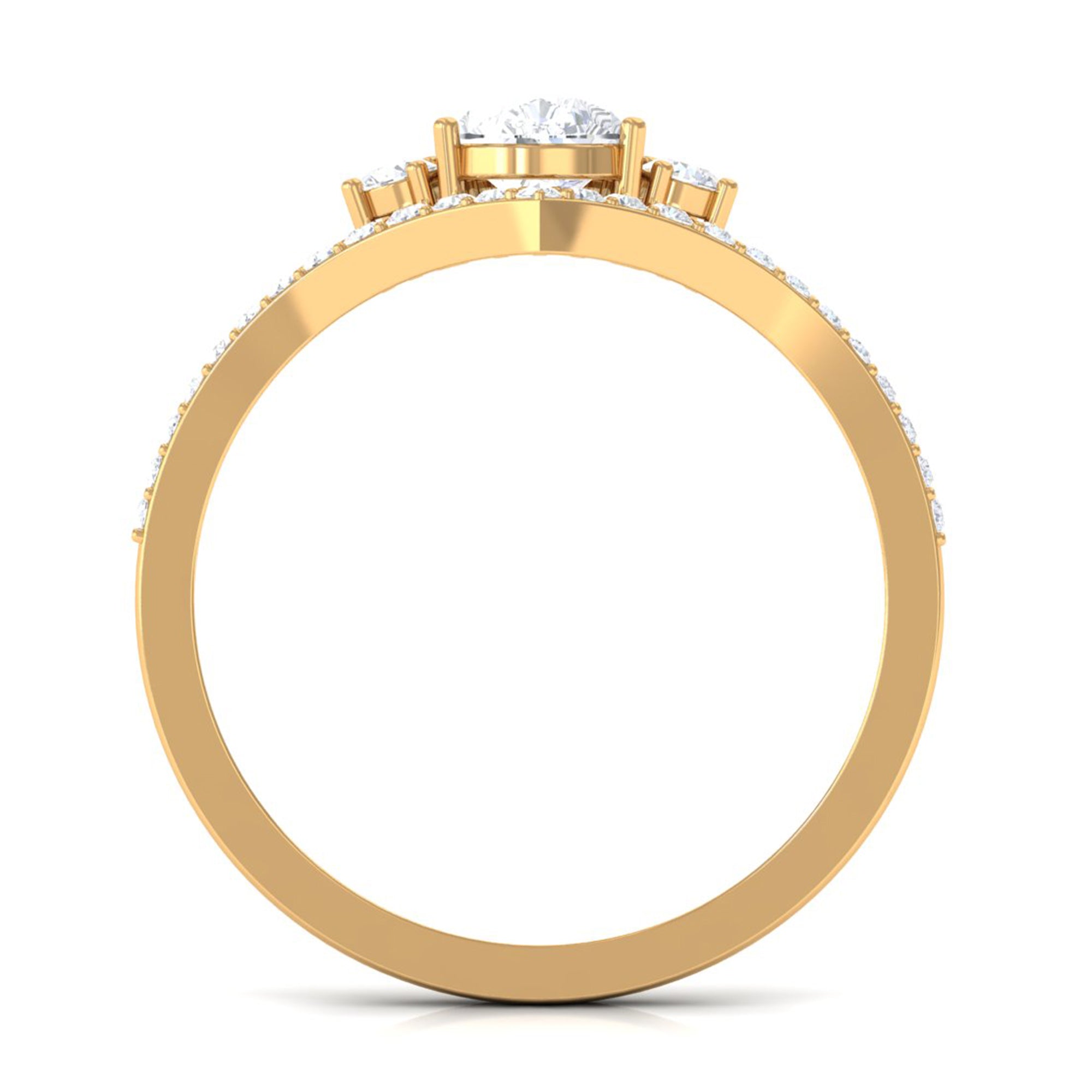 Certified Cubic Zirconia Crown Engagement Ring AAAA - Rosec Jewels