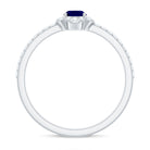 Rosec Jewels-Natural 0.6 Carat Blue Sapphire Oval Engagement Ring with Diamond