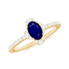 Rosec Jewels-Natural 0.6 Carat Blue Sapphire Oval Engagement Ring with Diamond