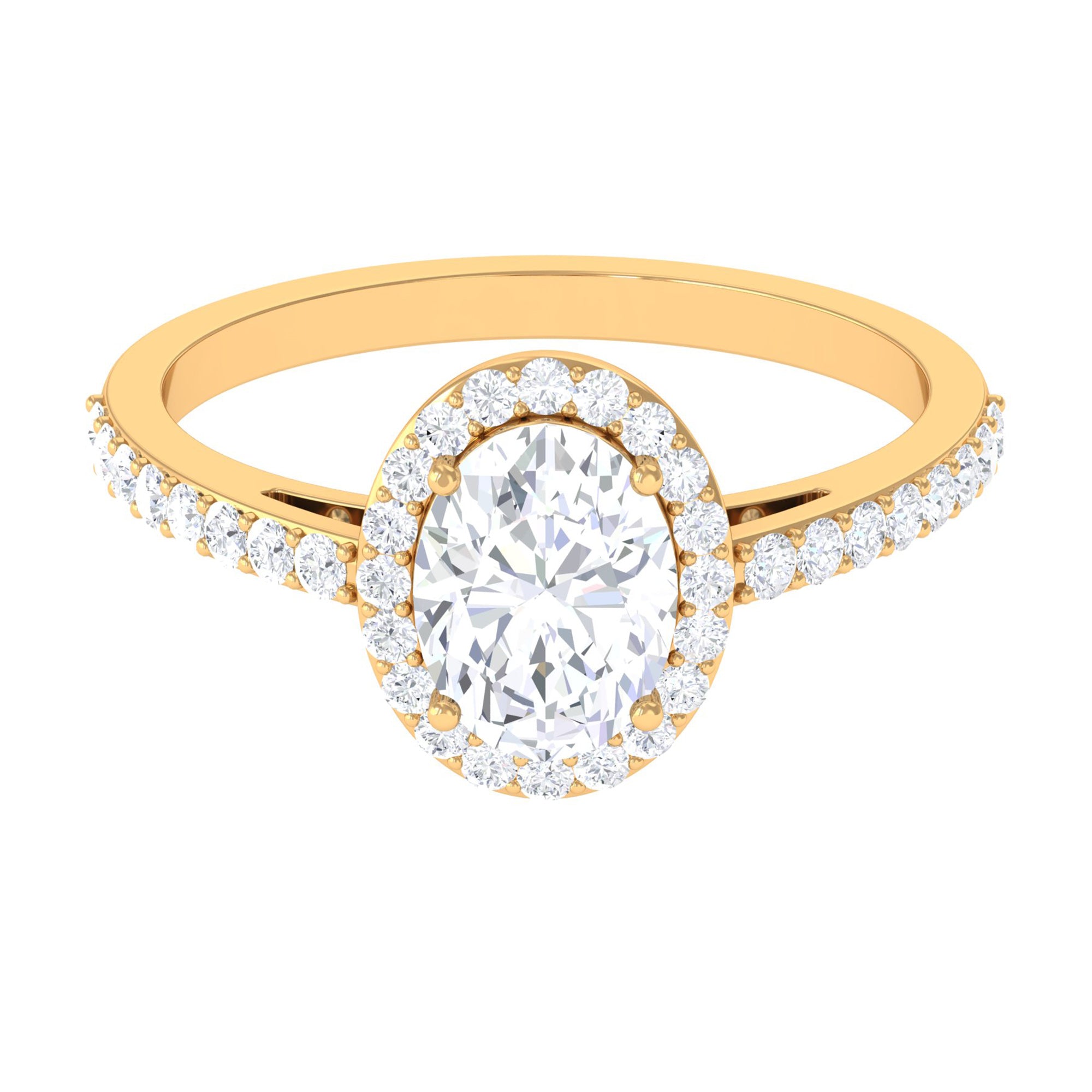 2.75 CT Simple Zircon Oval Engagement Ring with Halo AAAA - Rosec Jewels