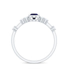 Rosec Jewels-Vintage Looking Blue Sapphire Oval Engagement Ring with Diamond