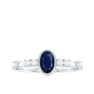 Rosec Jewels-Vintage Looking Blue Sapphire Oval Engagement Ring with Diamond