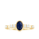 Rosec Jewels-Vintage Looking Blue Sapphire Oval Engagement Ring with Diamond