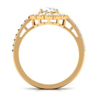 Cubic Zirconia Flower Engagement Ring with Side Stones AAAA - Rosec Jewels