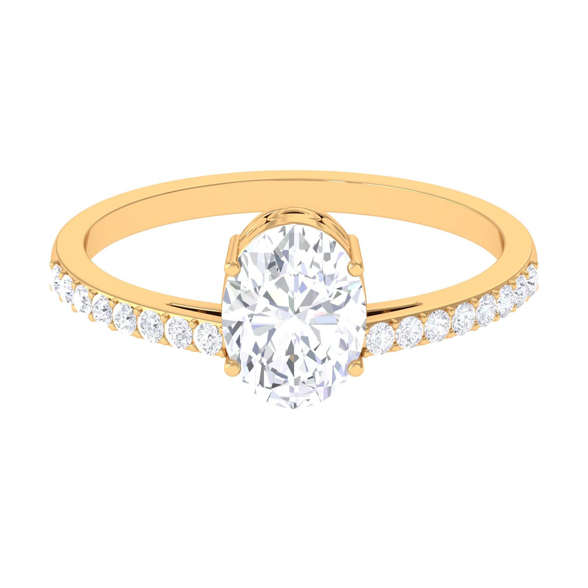 2.25 CT Oval Cut Solitaire Zircon Engagement Ring with Side Stones AAAA - Rosec Jewels