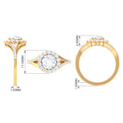 Round Zircon Halo Engagement Ring with Split Shank AAAA - Rosec Jewels