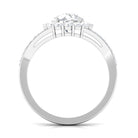 Round Zircon Halo Engagement Ring with Split Shank AAAA - Rosec Jewels