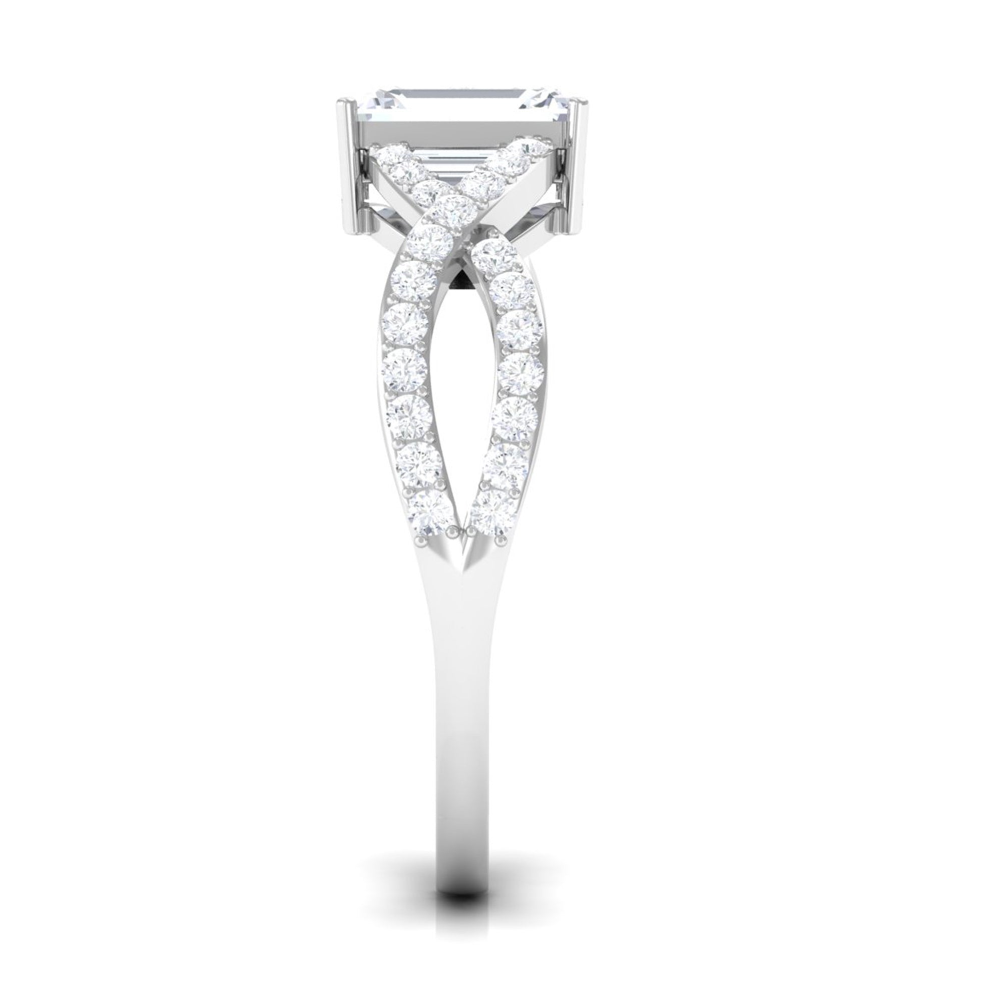 2.50 CT Octagon Cut Solitaire Zircon Crossover Engagement Ring AAAA - Rosec Jewels