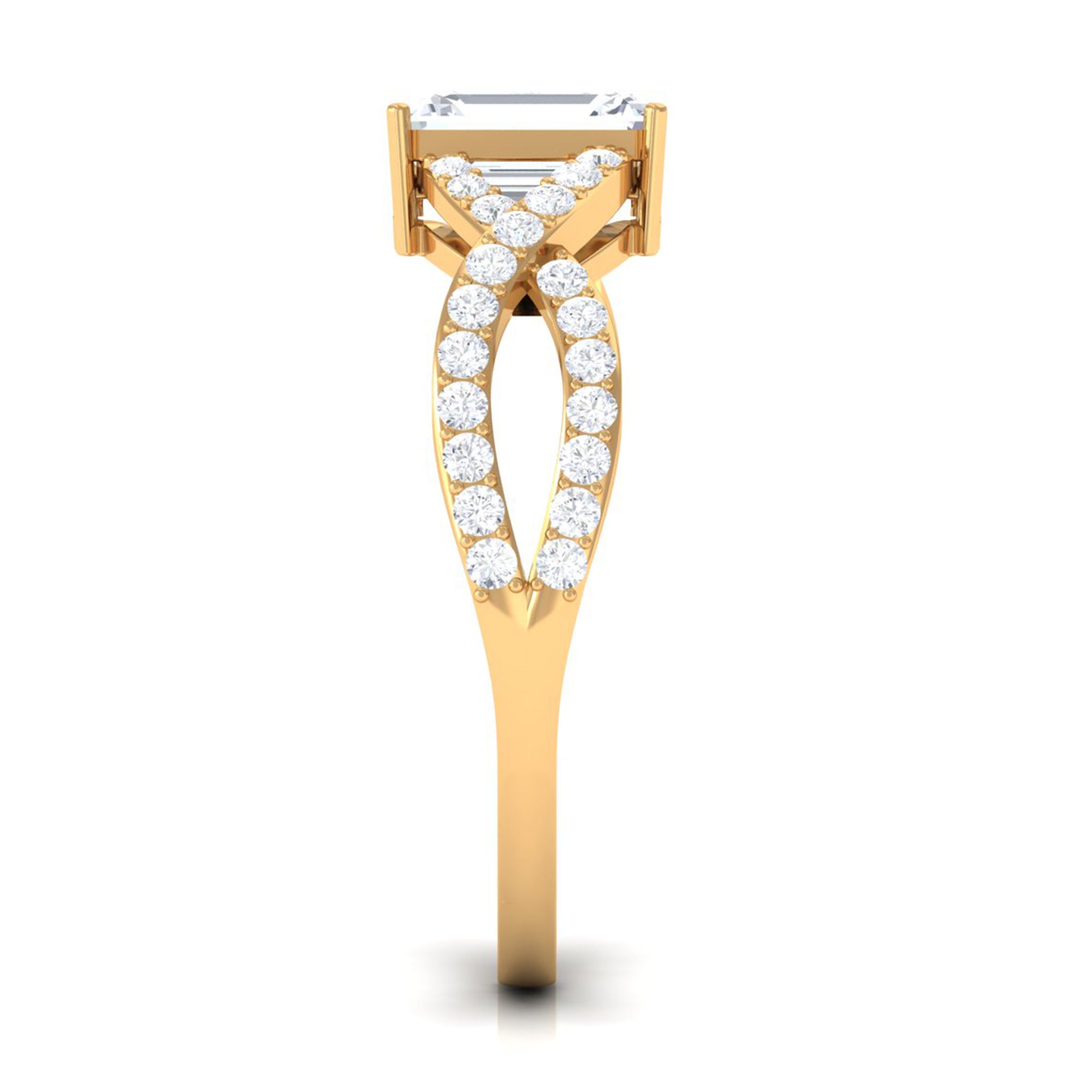 2.50 CT Octagon Cut Solitaire Zircon Crossover Engagement Ring AAAA - Rosec Jewels