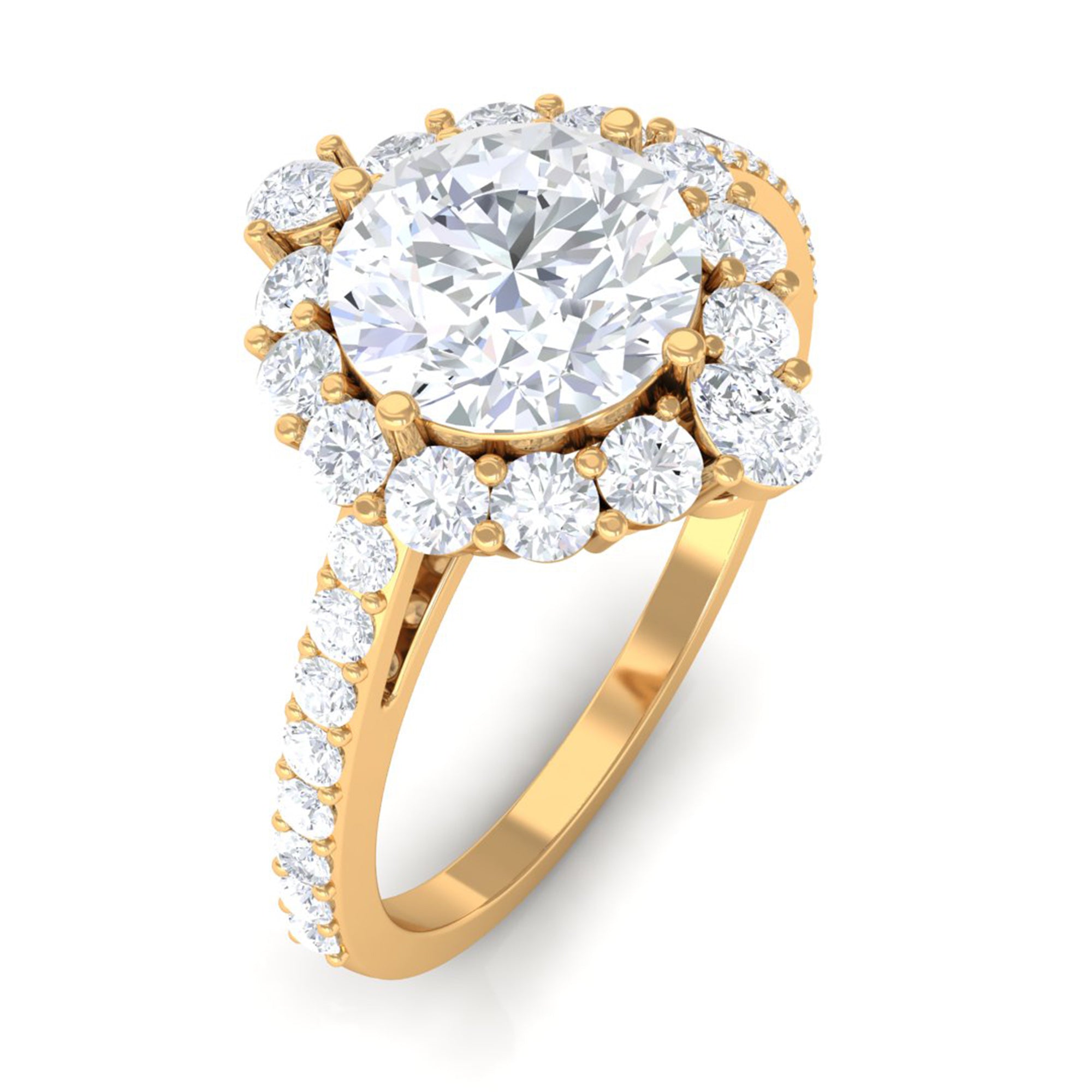 1 Carat Round Cubic Zirconia Halo Engagement Ring AAAA - Rosec Jewels