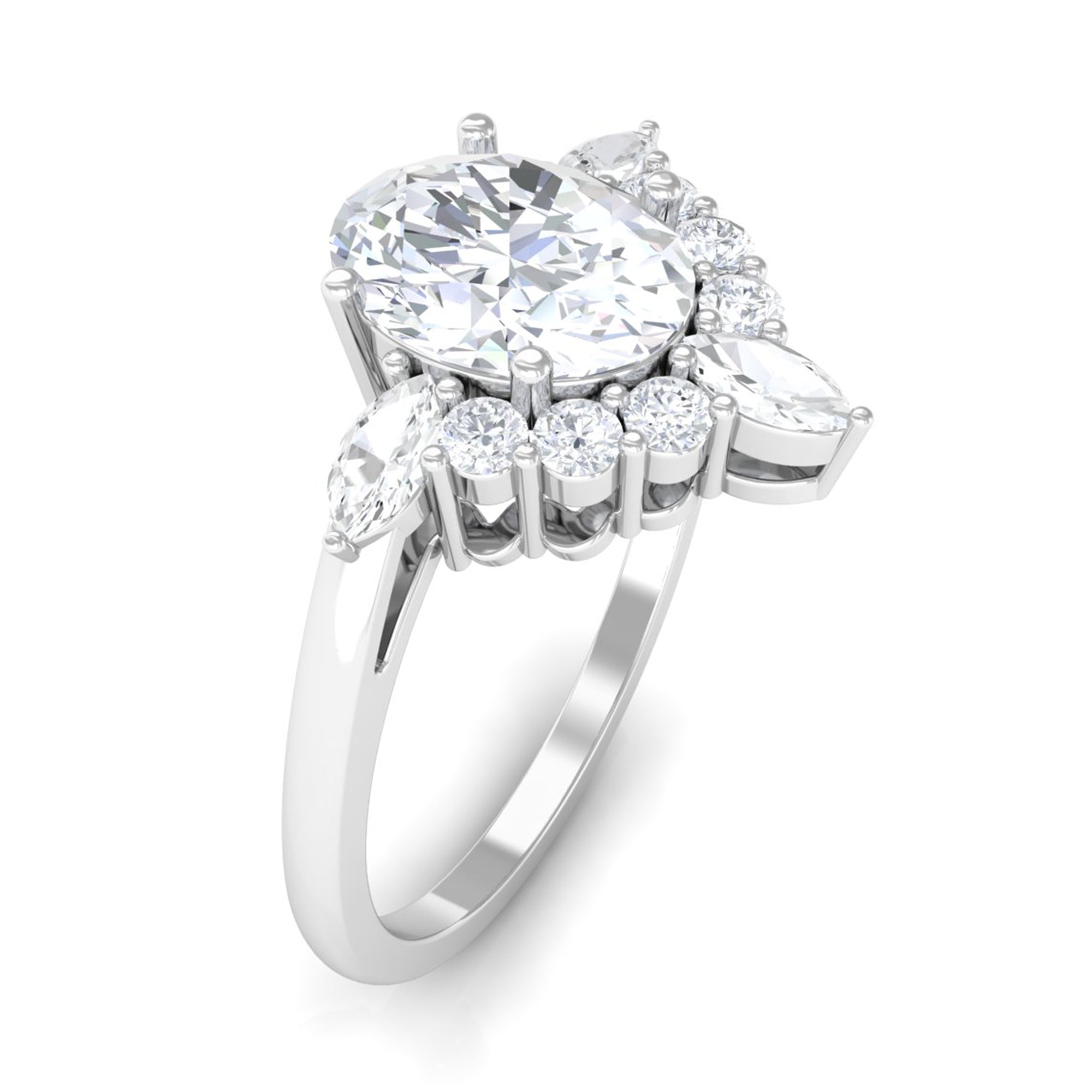 1 Carat Oval Zircon Unique Engagement Ring for Women AAAA - Rosec Jewels