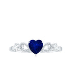Rosec Jewels-Natural 0.6 Carat Blue Sapphire Heart Promise Ring with Diamond