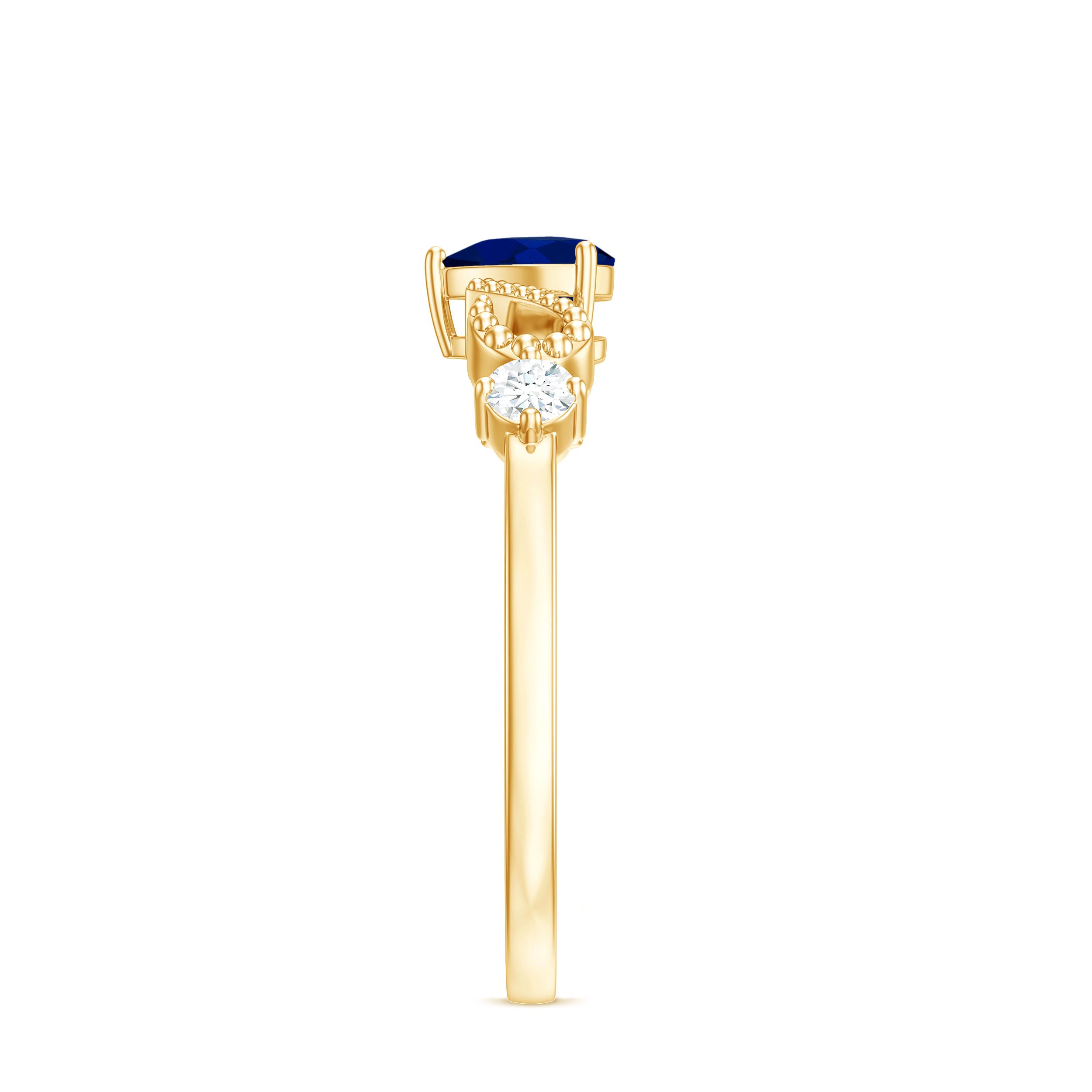 Rosec Jewels-Natural 0.6 Carat Blue Sapphire Heart Promise Ring with Diamond