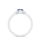 Rosec Jewels-Real 0.6 Carat Heart Shape Blue Sapphire Promise Ring with Diamond