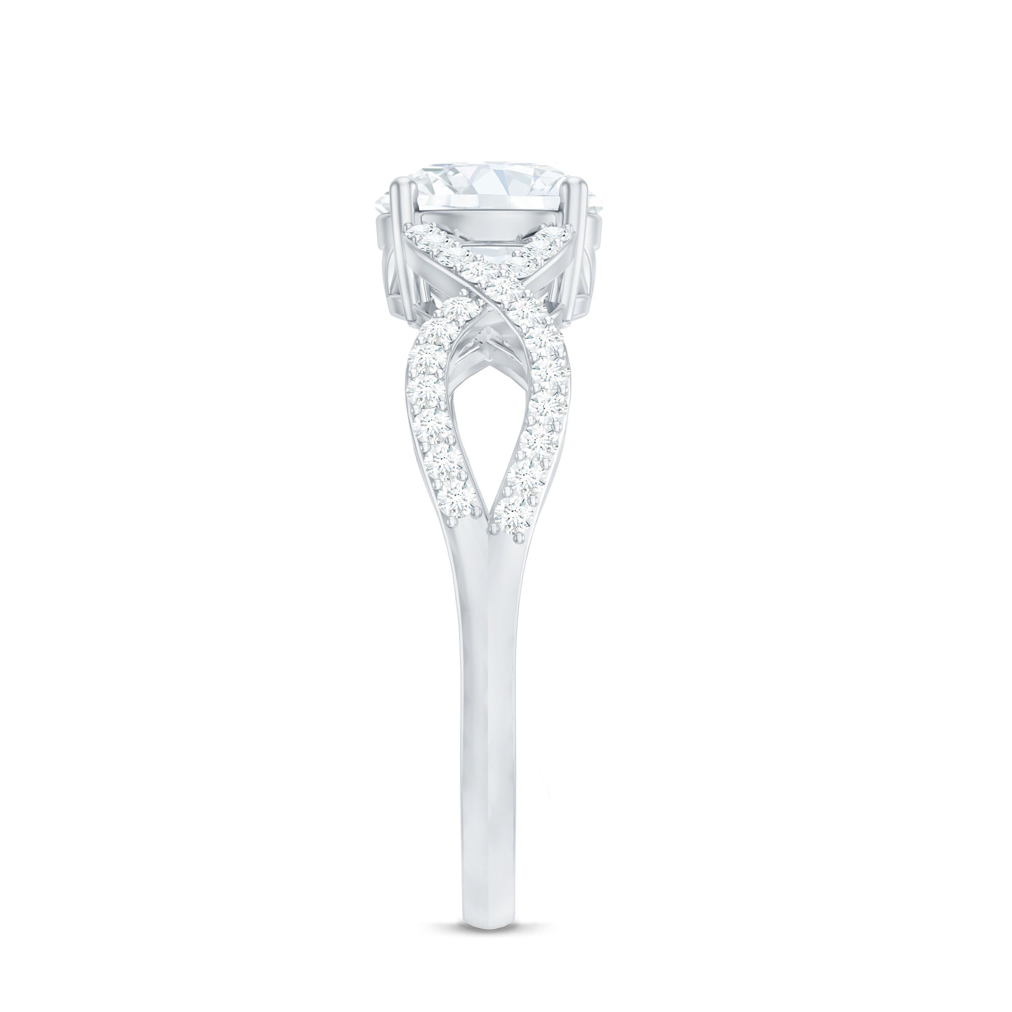 1.75 CT Round Cut Solitaire Zircon Crossover Engagement Ring AAAA - Rosec Jewels