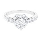 2 CT Zircon Heart Engagement Ring with Halo and Side Stones AAAA - Rosec Jewels