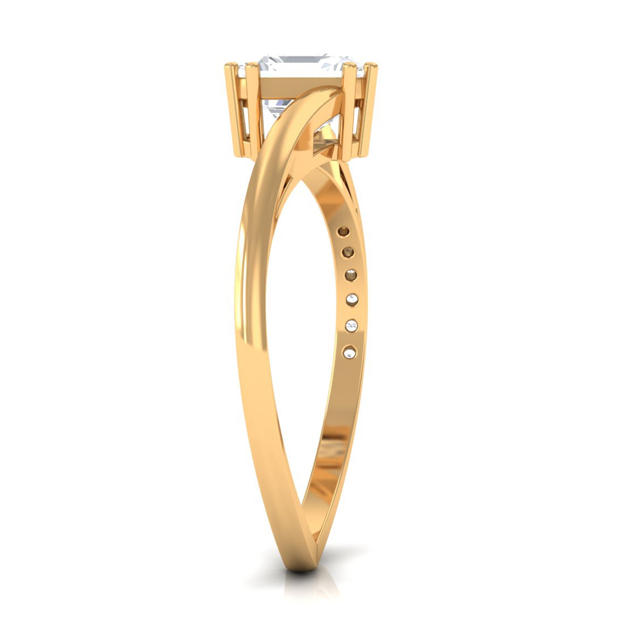 Rosec Jewels-1.75 CT Asscher Cut Solitaire Zircon Bypass Engagement Ring