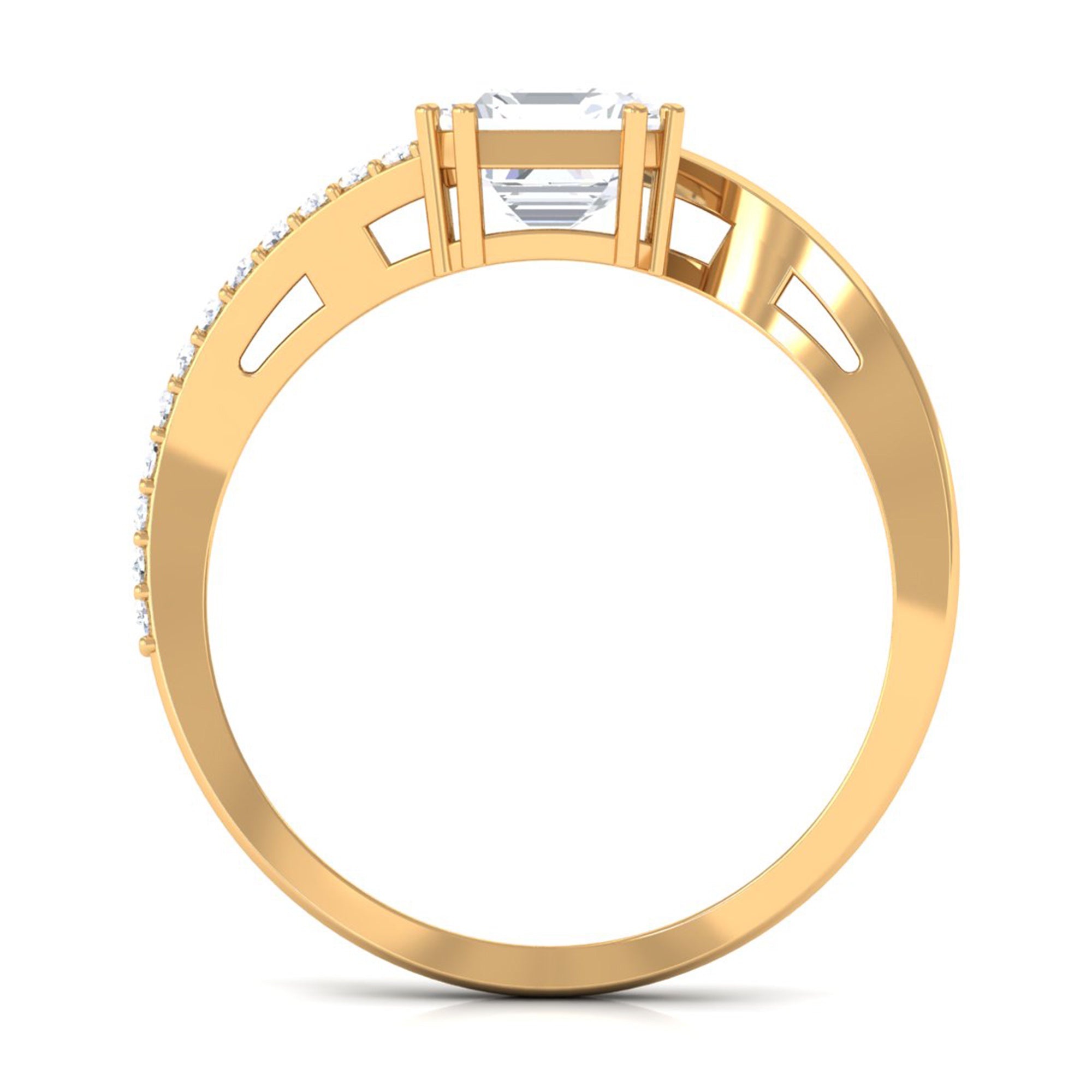 Rosec Jewels-1.75 CT Asscher Cut Solitaire Zircon Bypass Engagement Ring