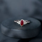 Rosec Jewels-Vintage Style 0.75 Carat Ruby Marquise Engagement Ring with Diamond Trio