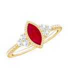 Rosec Jewels-Vintage Style 0.75 Carat Ruby Marquise Engagement Ring with Diamond Trio
