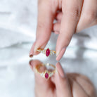 Rosec Jewels-Vintage Style 0.75 Carat Ruby Marquise Engagement Ring with Diamond Trio