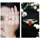 Rosec Jewels-Vintage Style 0.75 Carat Ruby Marquise Engagement Ring with Diamond Trio